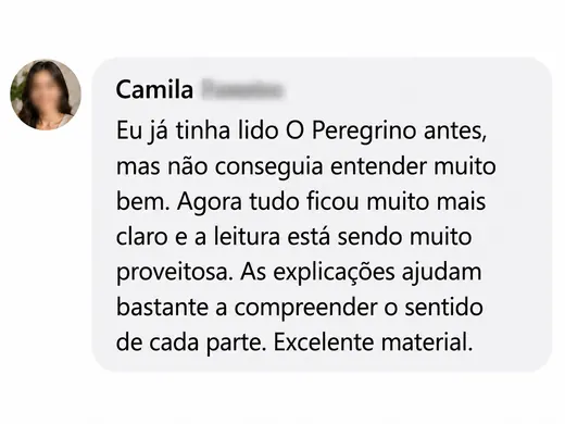 Feedback de Camila sobre O Peregrino Explicado